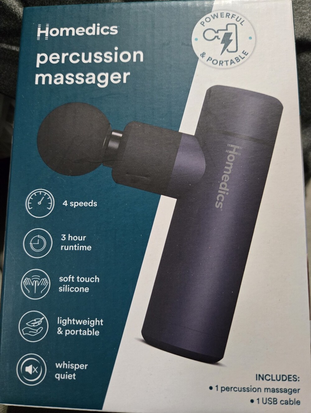 Homedics Percussion Massage Gun in Navy and Black